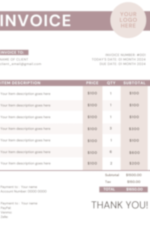 Neutral Tone Freelance Invoice Tempalte